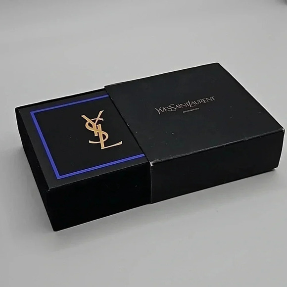 Yves Saint Laurent Gold and Silver Tone Tie Bar in Box - Picture 5 of 5